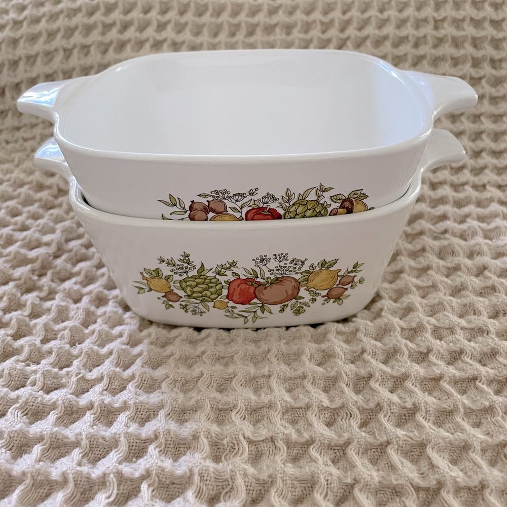 Vintage Retro Corningware dishes set of 2 Le Persil 80s 90s vegetables